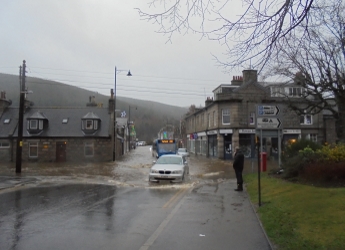 Flooded Street in Ballater, Aberdeenshire